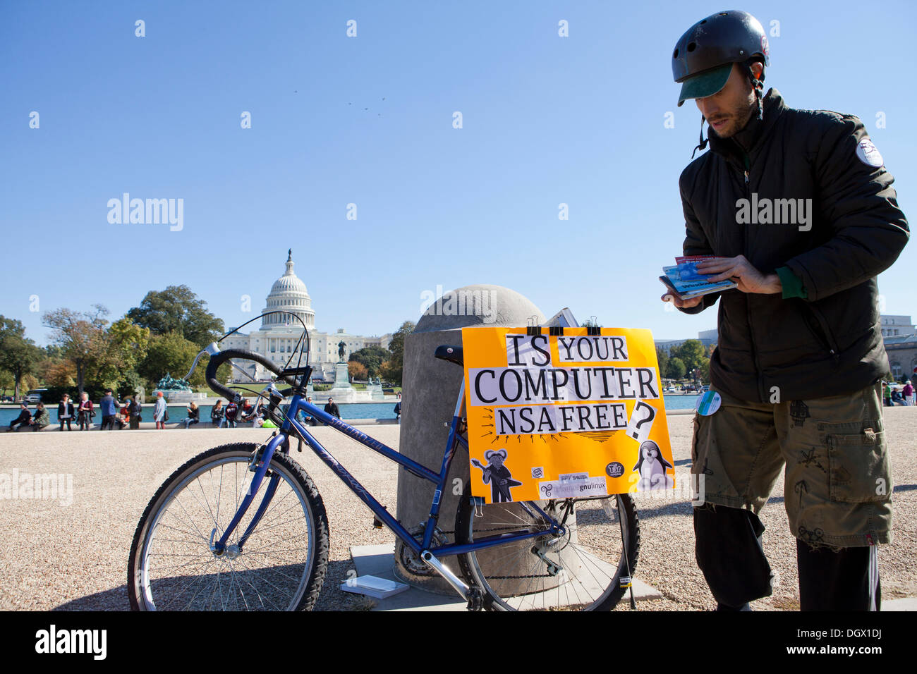 Washington, DC USA. 26th Oct, 2013. :  Thousands of citizens and many public advocacy organizations gather to rally on Capitol Hill in protest, resulting from recent  reports of domestic and international surveillance by the NSA © B Christopher/Alamy Live News Stock Photo