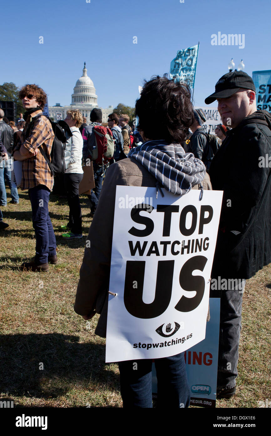 Washington, DC USA. 26th Oct, 2013. :  Thousands of citizens and many public advocacy organizations gather to rally on Capitol Hill in protest, resulting from recent  reports of domestic and international surveillance by the NSA © B Christopher/Alamy Live News Stock Photo