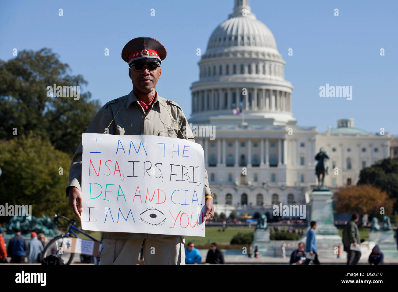 Washington, DC USA. 26th Oct, 2013. :  Thousands of citizens and many public advocacy organizations gather to rally on Capitol Hill in protest, resulting from recent  reports of domestic and international surveillance by the NSA © B Christopher/Alamy Live News Stock Photo