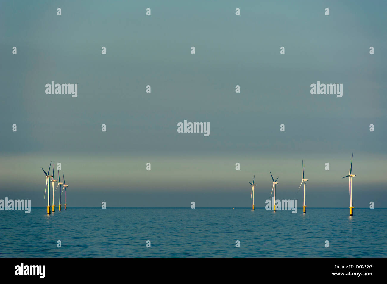 Windpark in the ocean, IJmuiden, The Netherlands Stock Photo