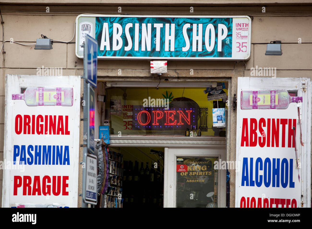 Absinthe shop Prague Czech Republic Stock Photo