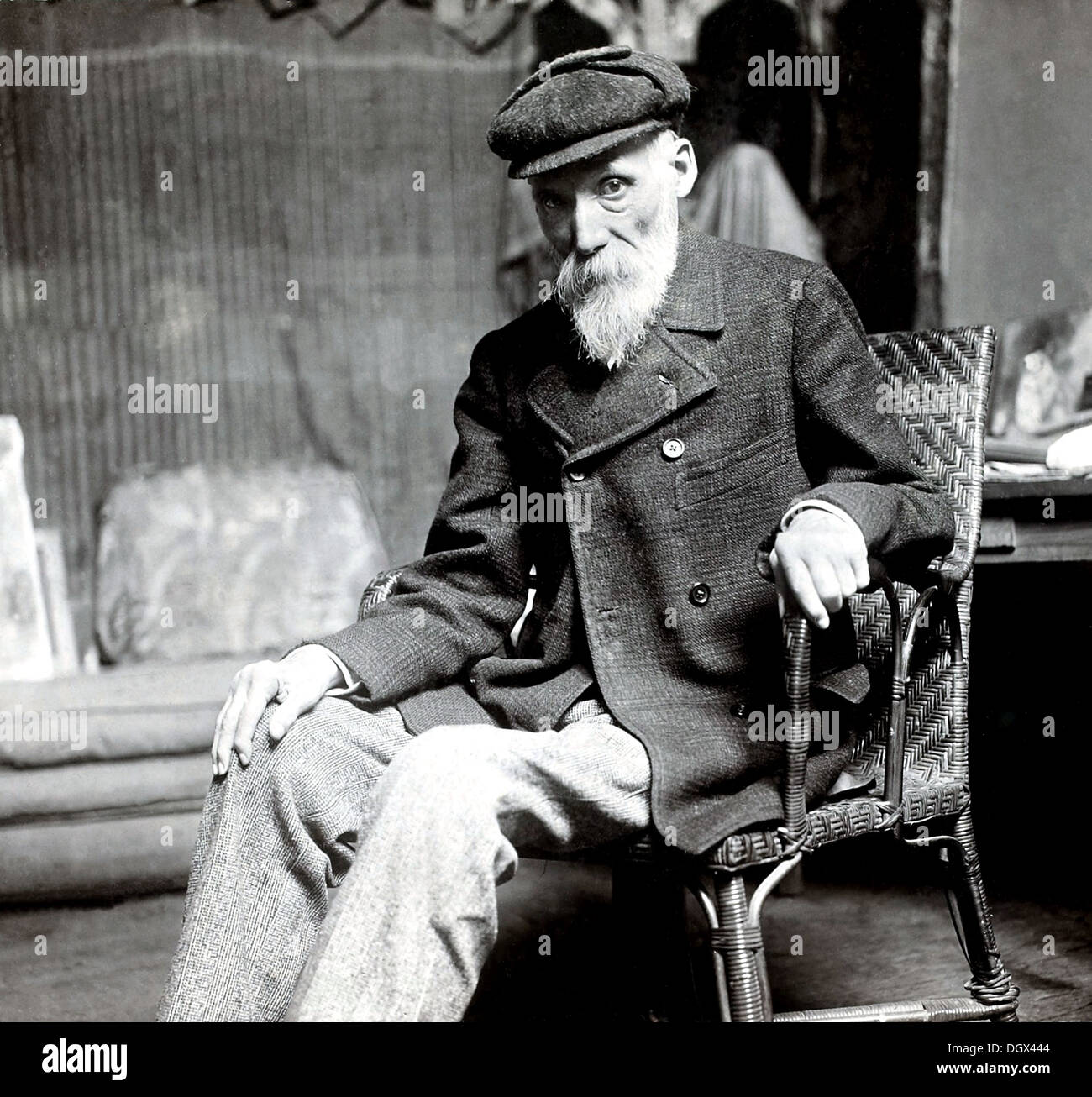 Old photograph of painter Pierre Auguste Renoir, 1910 Stock Photo