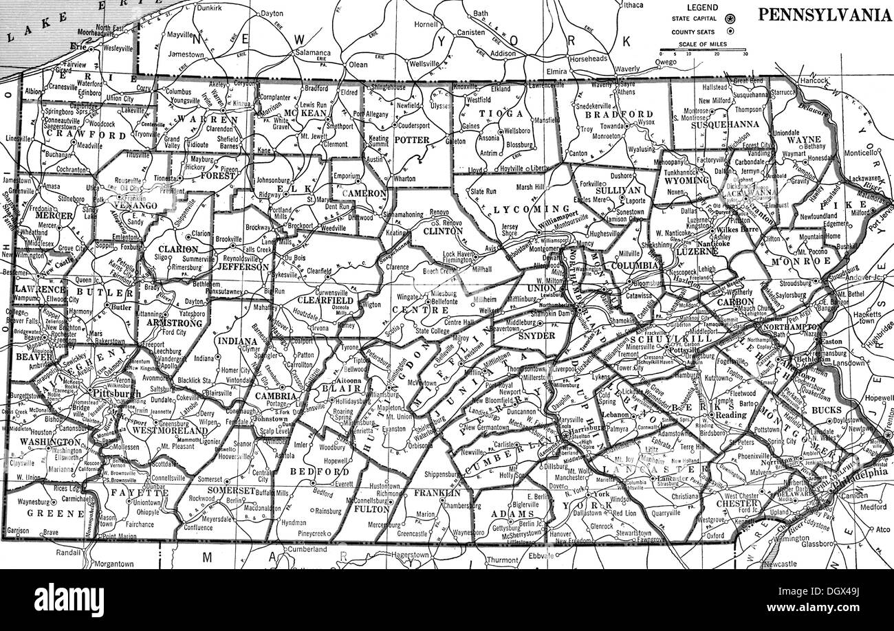 Map of pennsylvania Black and White Stock Photos & Images Alamy