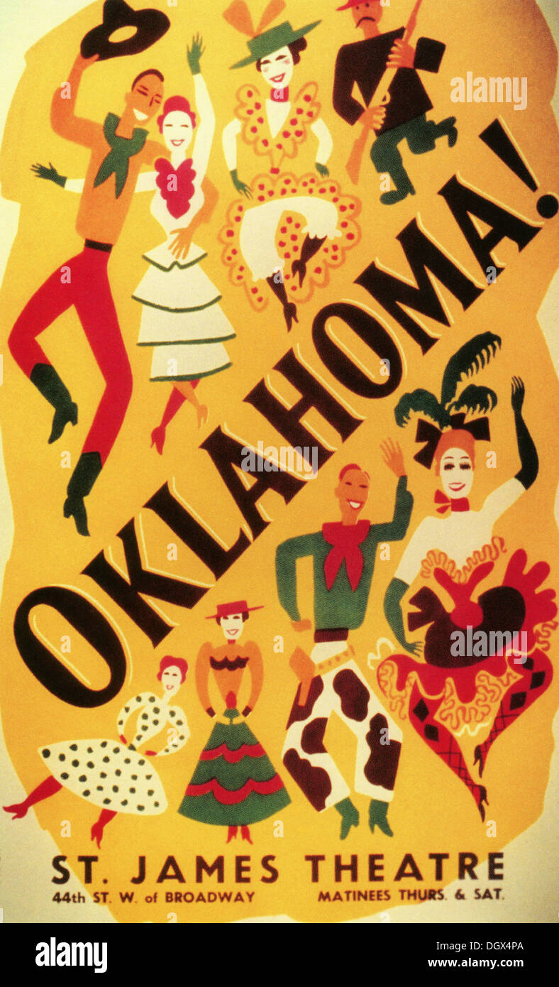 Oklahoma! musical vintage poster, 1943 Editorial use only Stock Photo