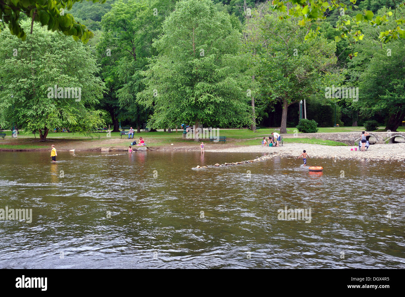 Oconaluftee Islands Park in Cherokee Indian Village, Cherokee, North