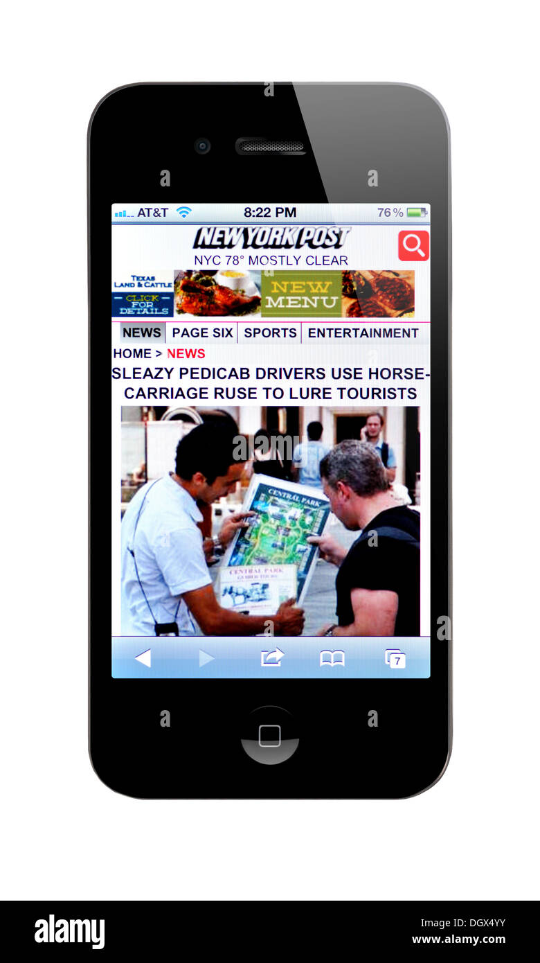 iPhone screen showing New York Post website Stock Photo Alamy