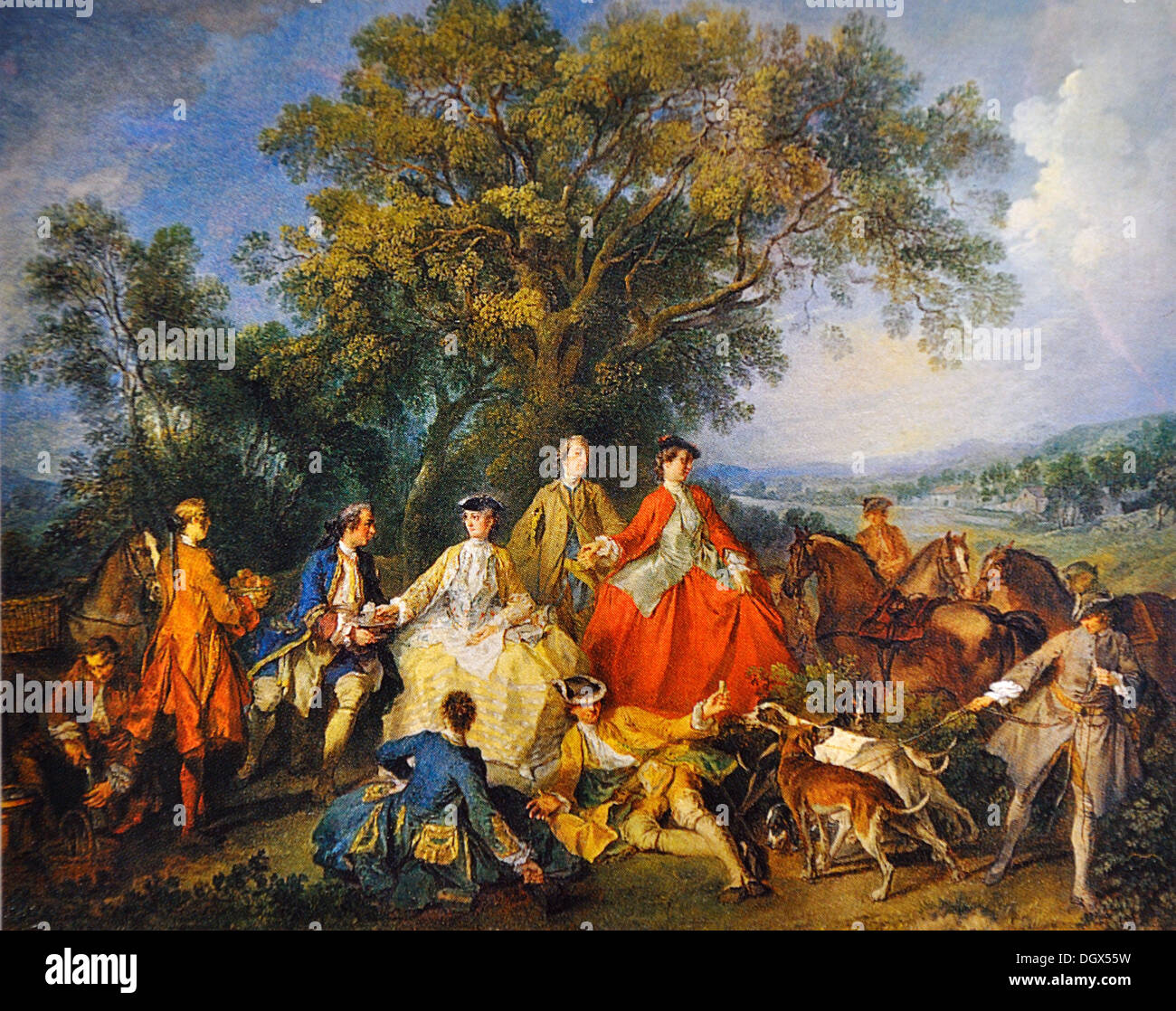 Picnic after the Hunt - by Nicolas Lancret, 1740 Stock Photo