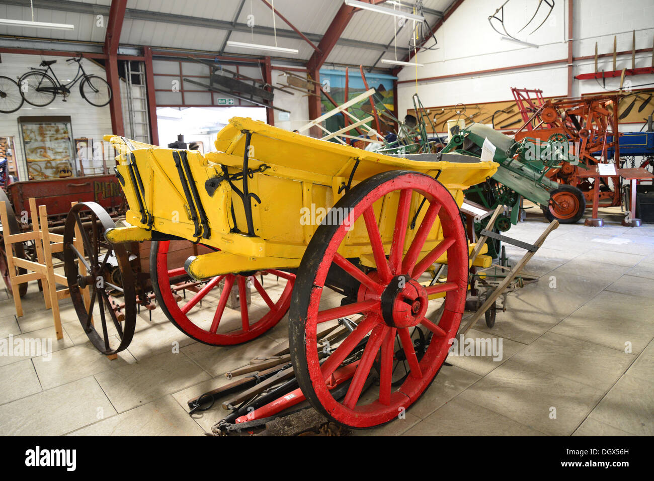 Wooden farm cart at Usk Rural Life Museum, Newmarket Street, Usk