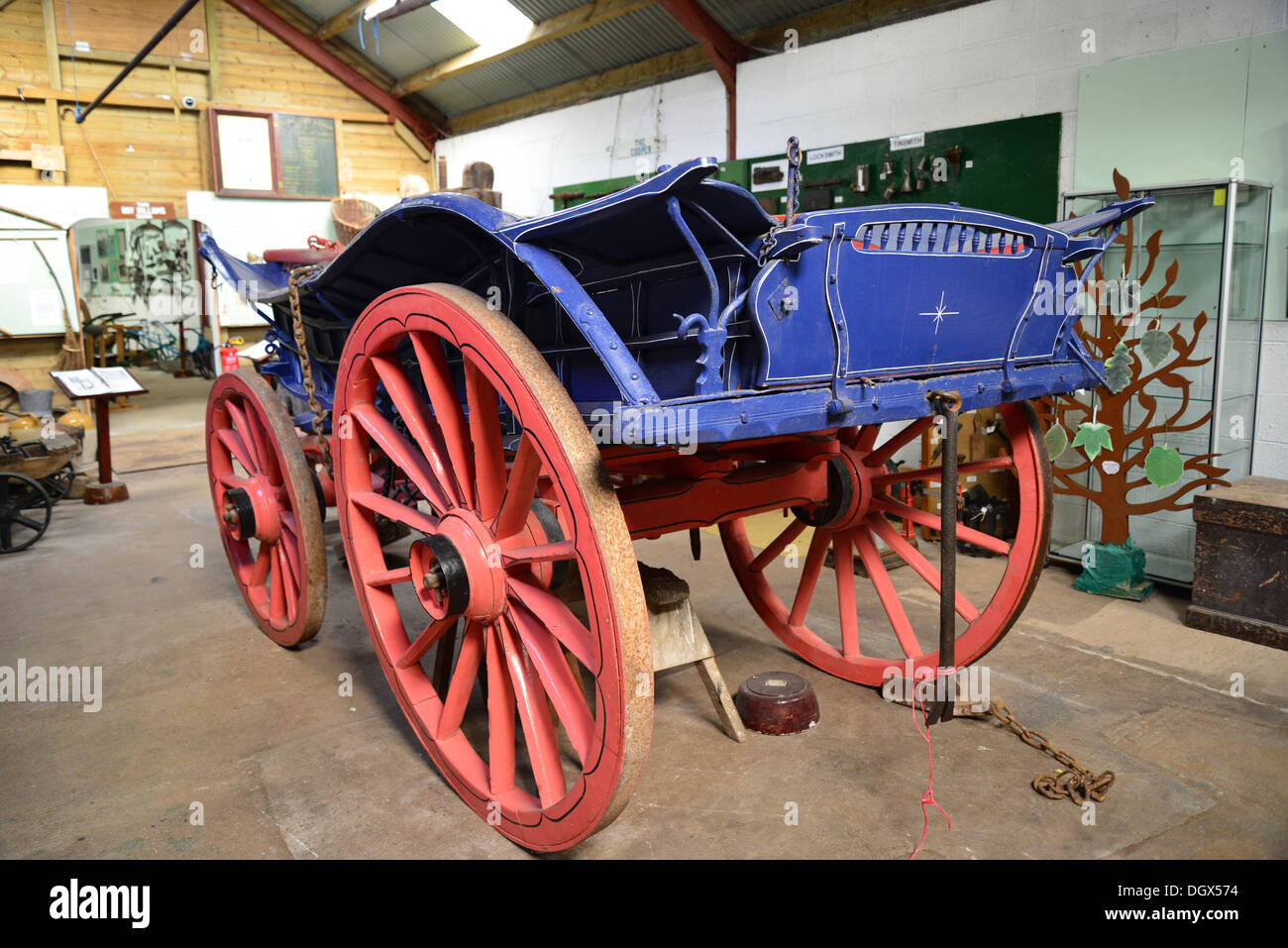 Wooden farm cart at Usk Rural Life Museum, Newmarket Street, Usk