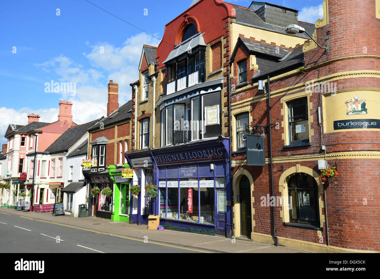Bridge Street, Usk, Monmouthshire, Wales (Cymru), United Kingdom Stock