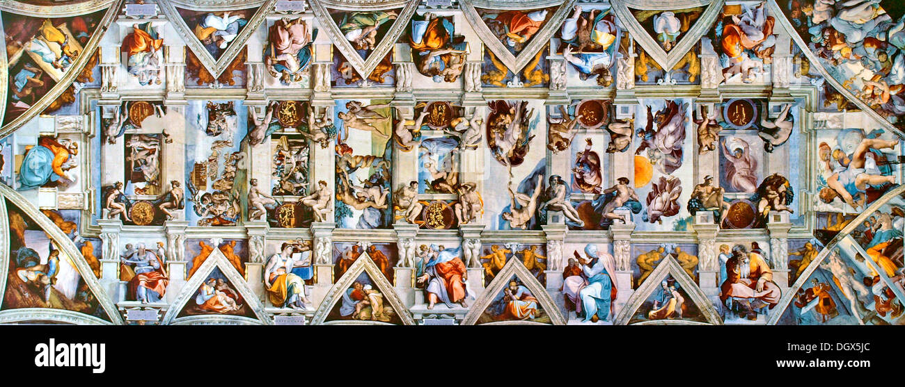 Sistine Chapel ceiling - by Michelangelo, 1512 Stock Photo