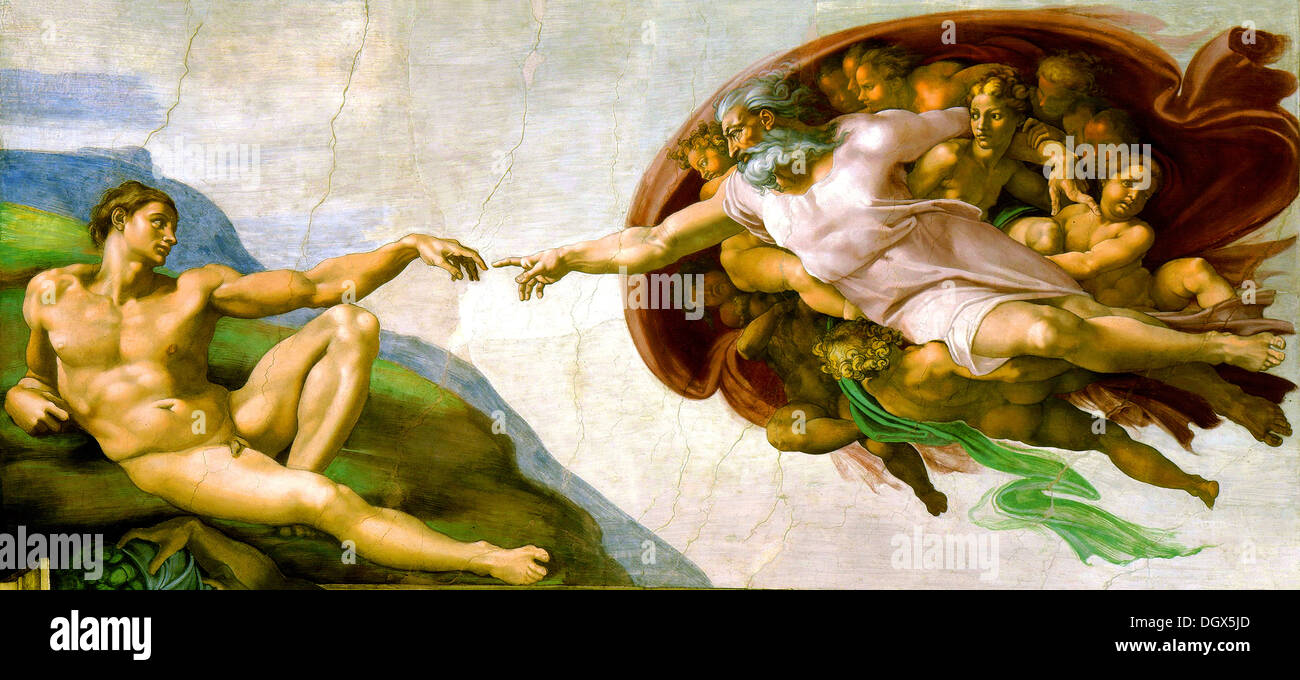 Creation of Adam - by Michelangelo, 1510 Stock Photo