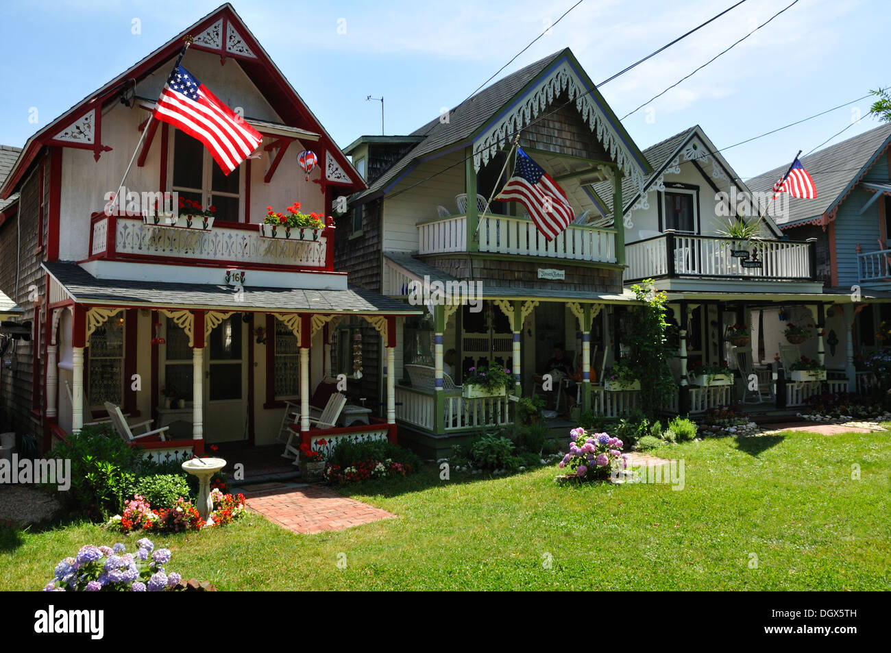 Gingerbread Cottages Martha S Vineyard Massachusetts Usa Stock