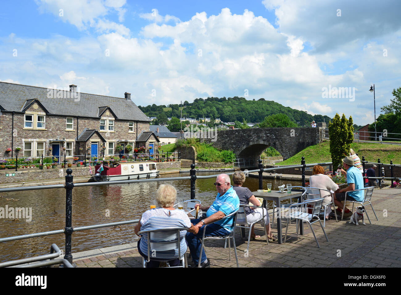 The Monmouthshire and Brecon Canal, Brecon, Brecon Beacons National Park, Powys, Wales, United Kingdom Stock Photo
