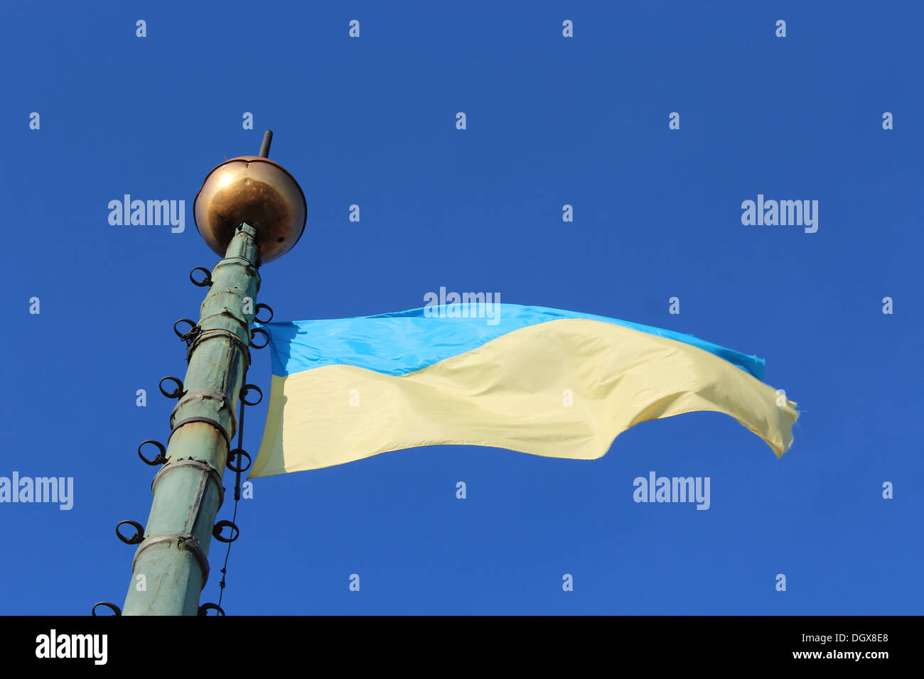 National flag of Ukraine with two strips yellow and blue Stock Photo