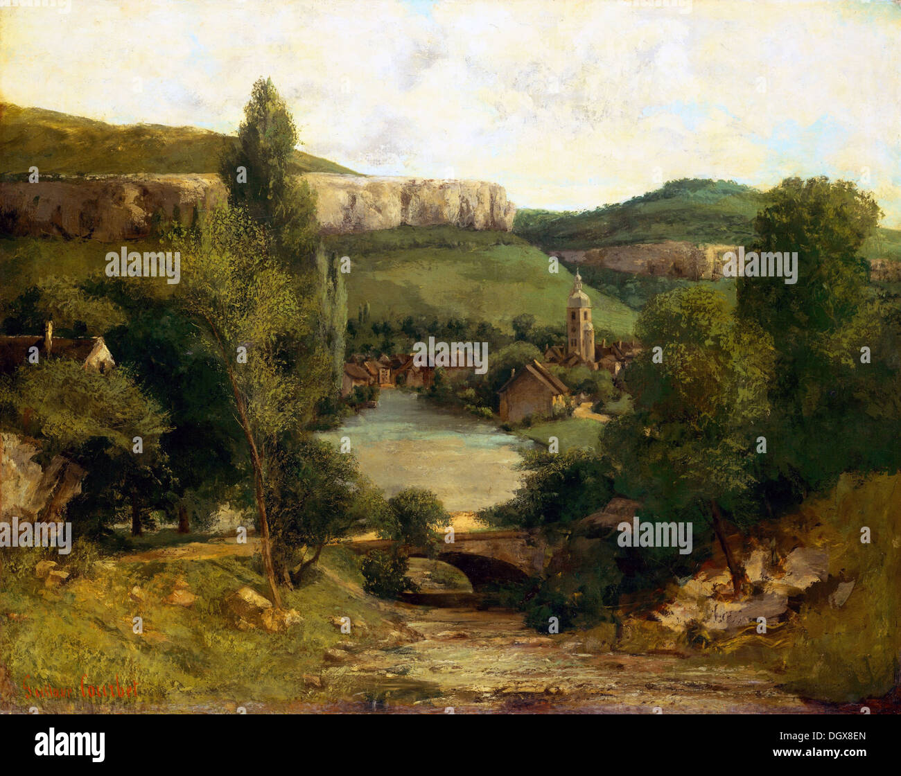 View of Ornans - by Gustave Courbet, 1850's Stock Photo