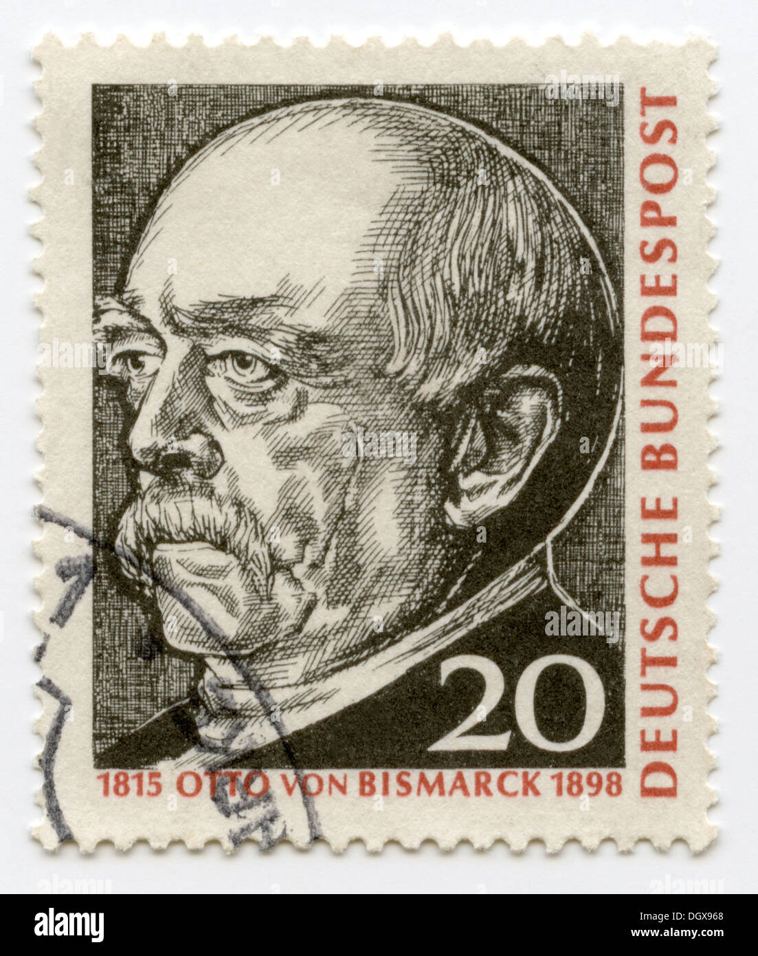 Germany postage stamp depicting Otto von Bismarck,  a Prussian statesman in 1800's Stock Photo