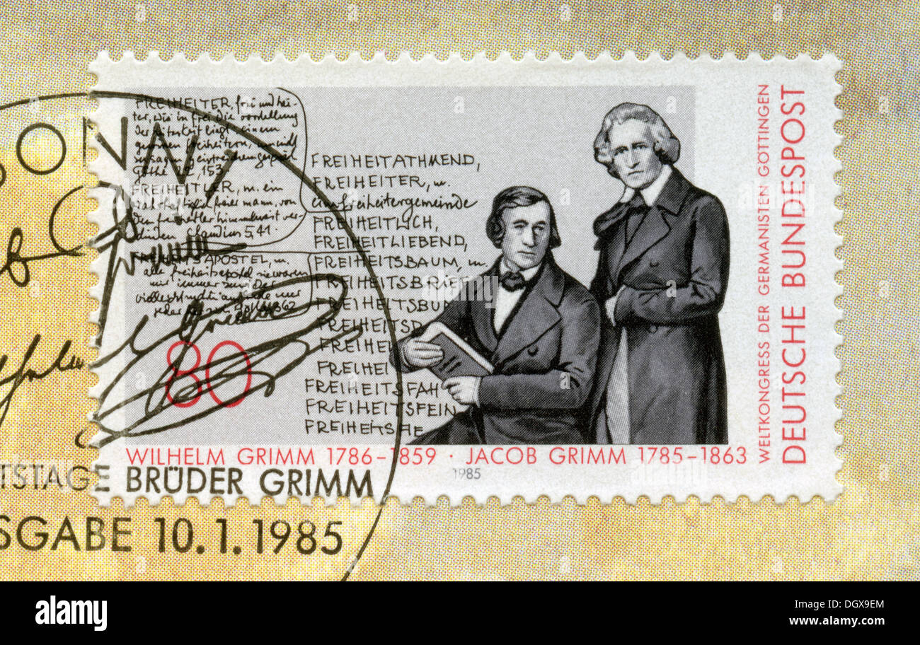 Germany postage stamp depicting Brothers Grimm Stock Photo