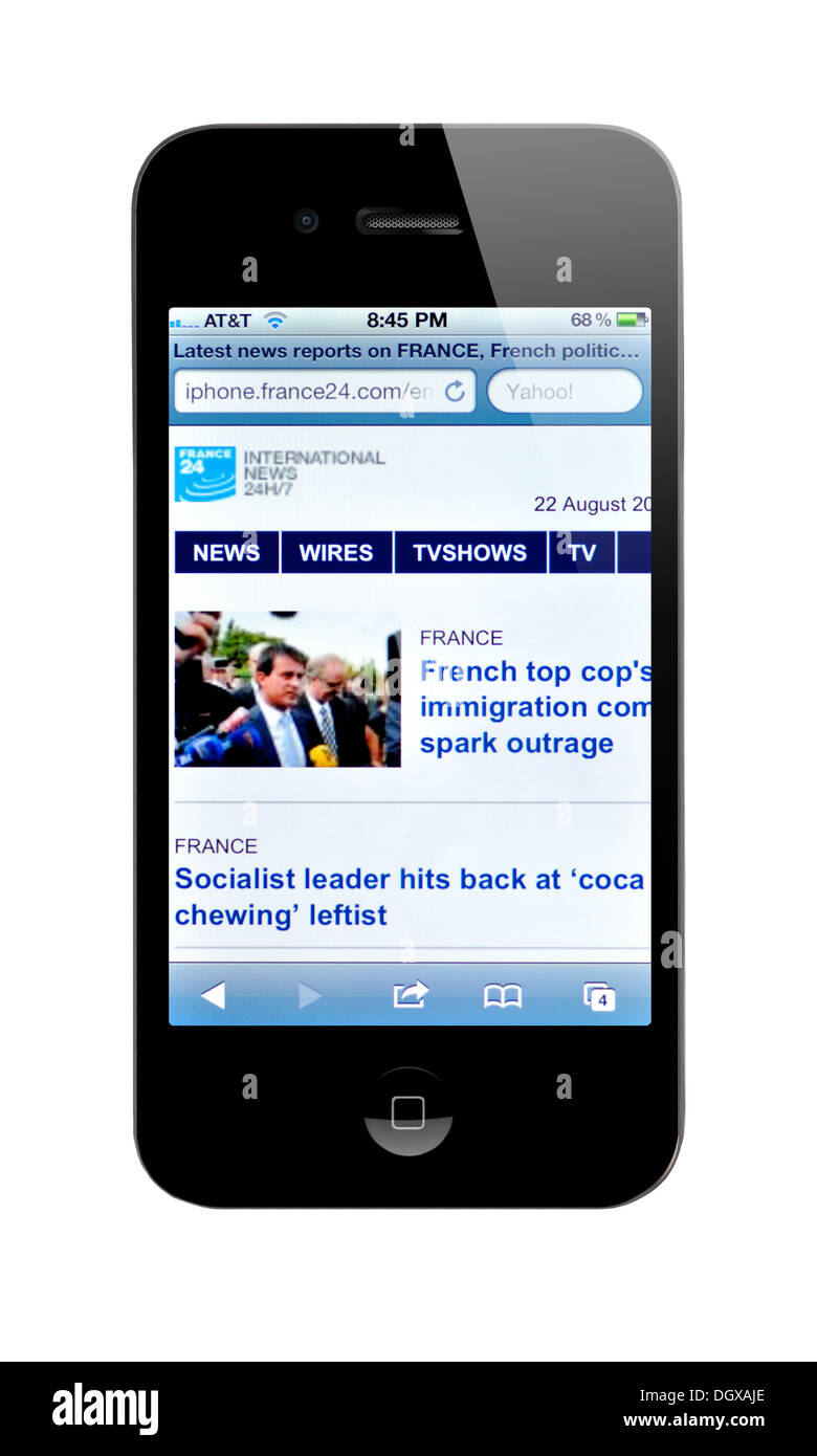 iPhone screen showing France 24 website - International breaking news and  headlines Stock Photo - Alamy