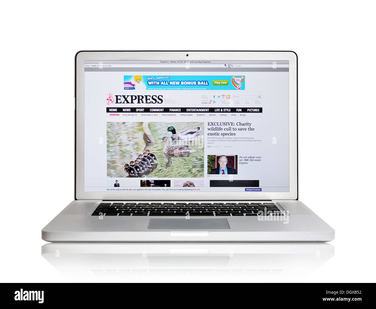 Daily Express website on laptop screen Stock Photo