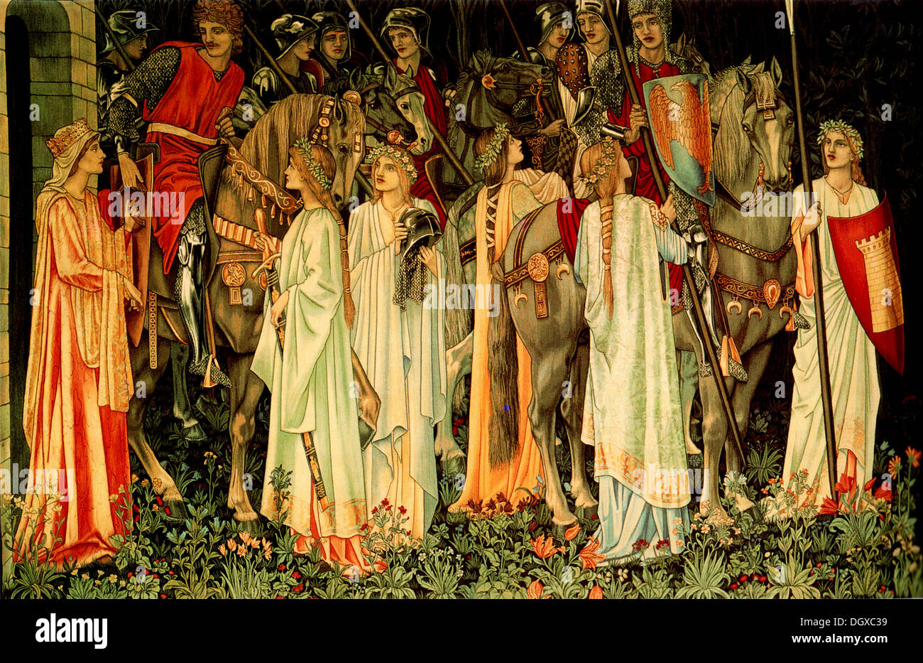 The Arming and Departure of the Knights - by Edward Burne-Jones, 1891 Stock Photo