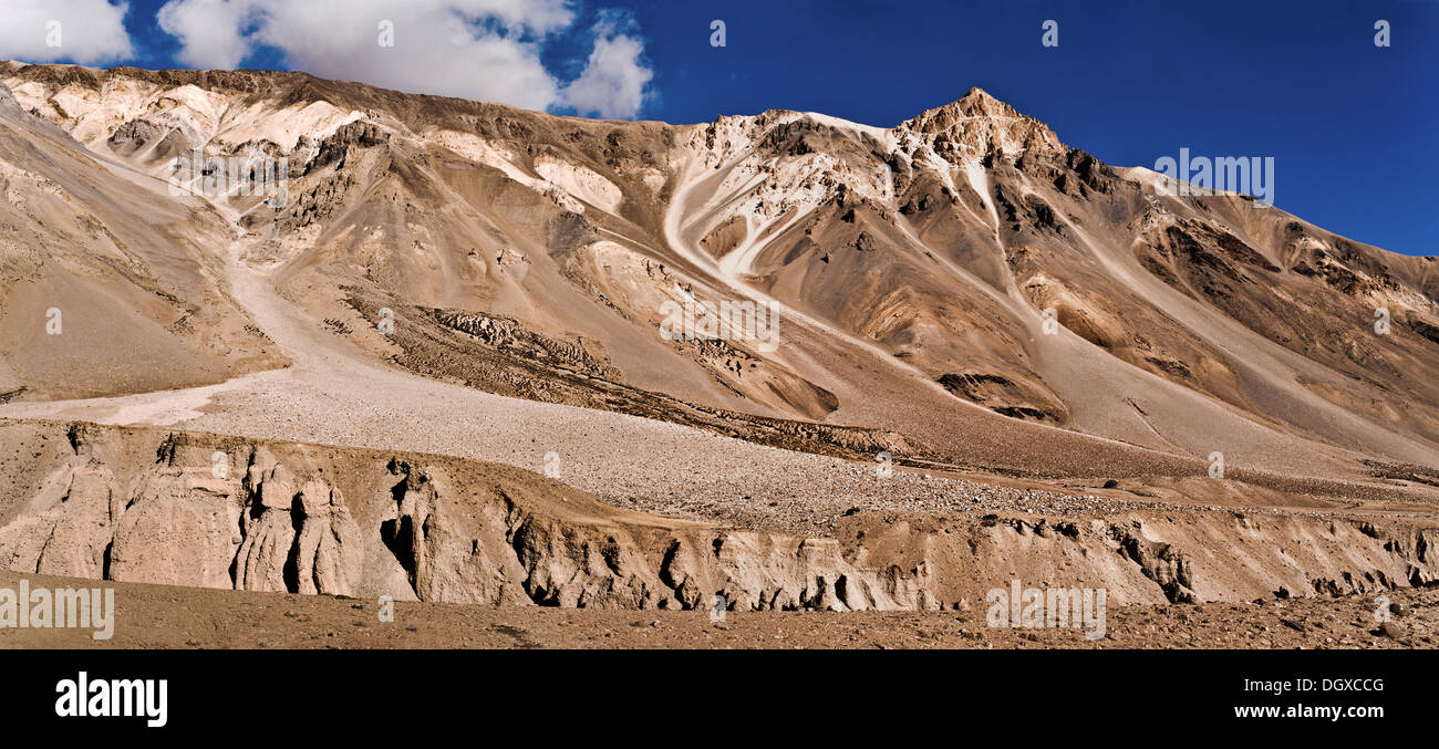 Himalaya high mountain landscape. India, Ladakh. Sarchu Plains, altitude 4300 m. Two images panorama Stock Photo