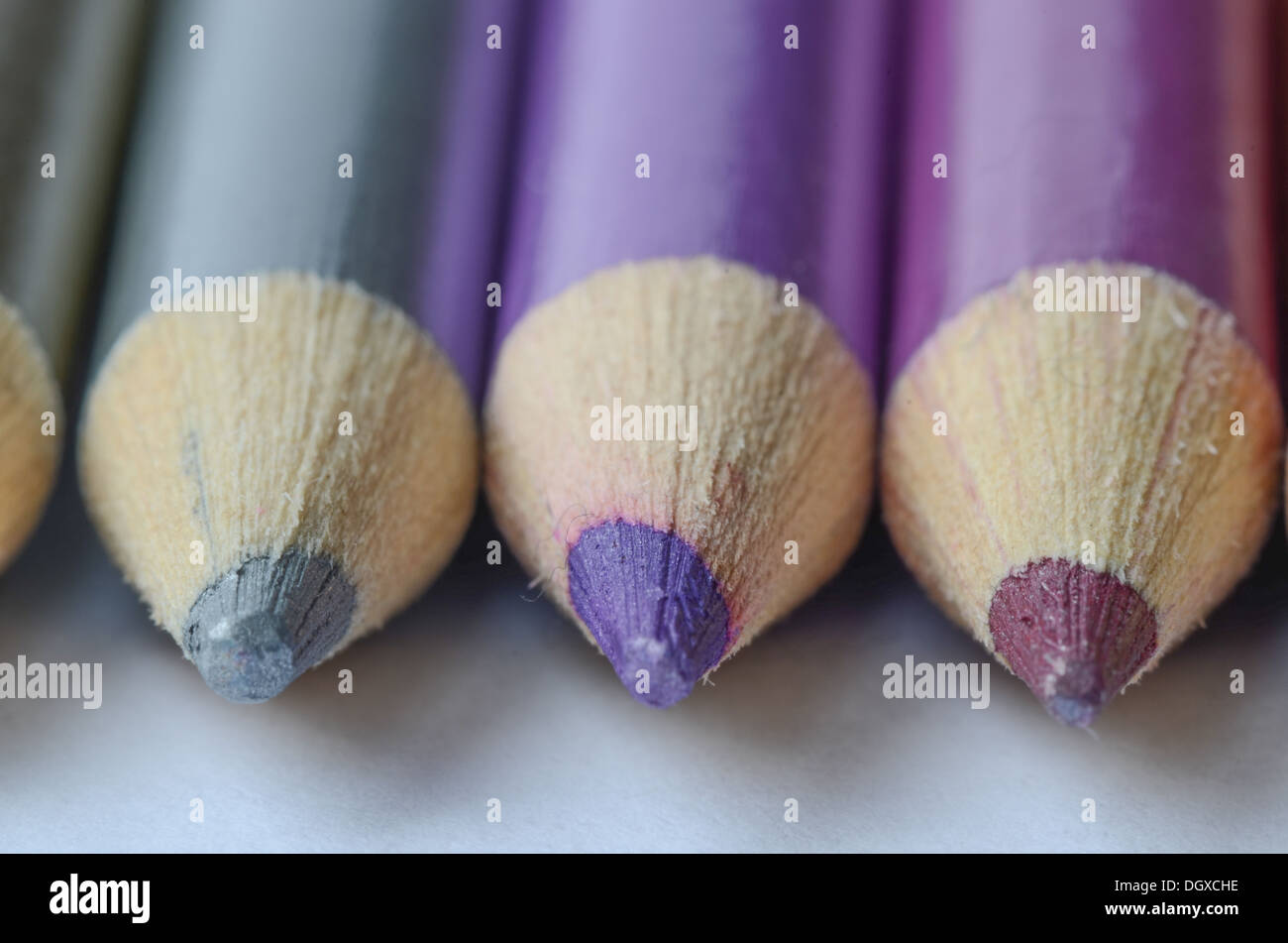 Close up of coloured pencil tips Stock Photo