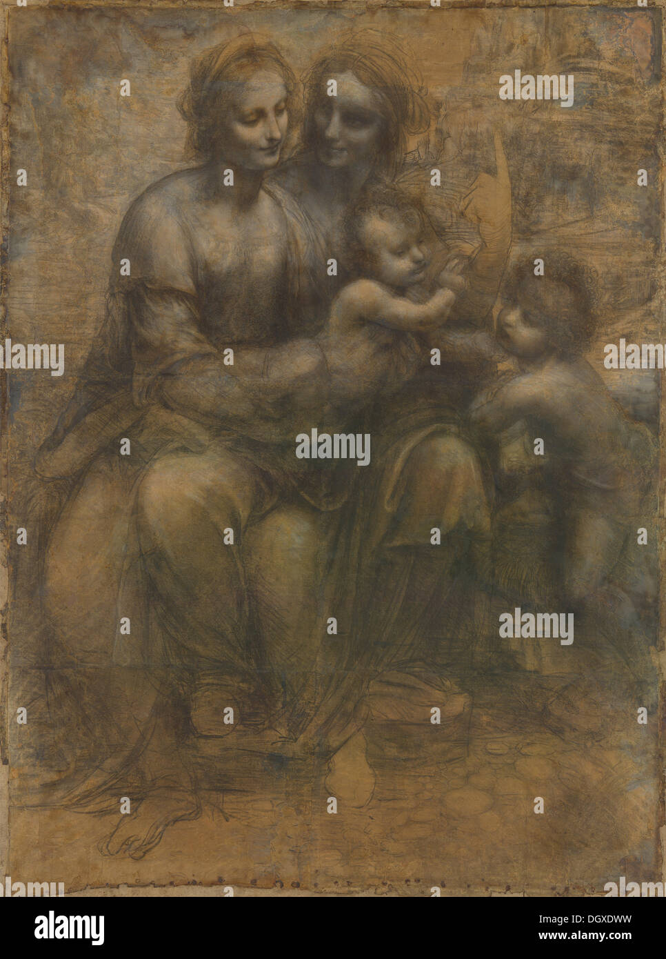 The Virgin and Child with St Anne and St John the Baptist - by Leonardo da Vinci, c. 1499–1500 Stock Photo