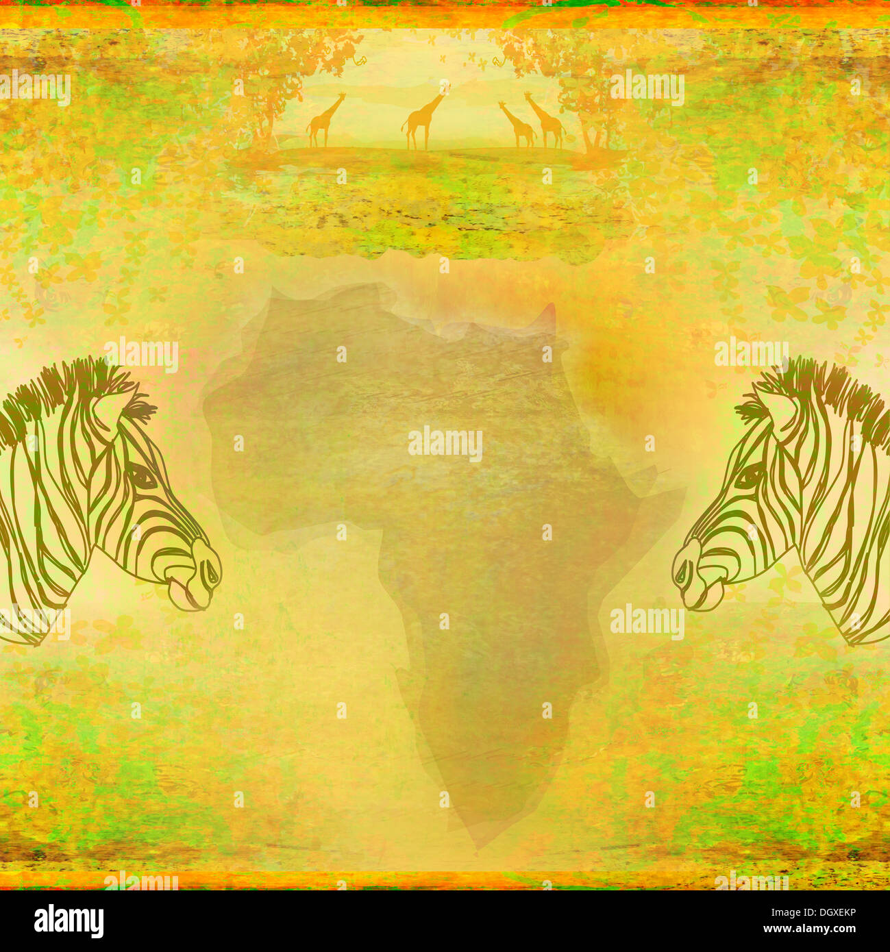 Zebra, Hand drawn sketch illustration, grunge background Stock Photo