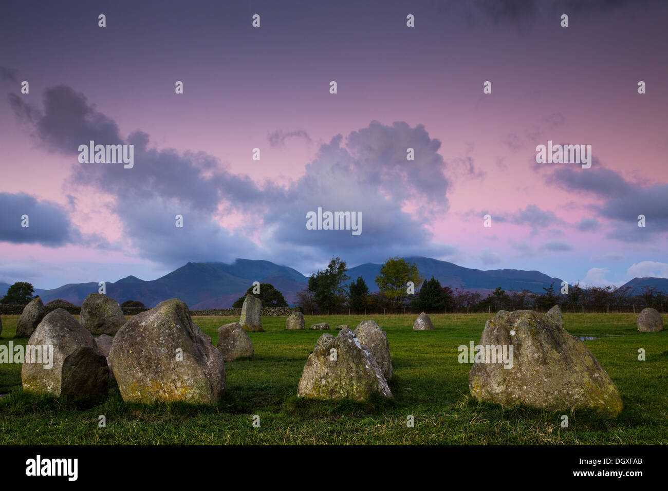 Castlerigg stone circle in Cumbria at sunrise Stock Photo