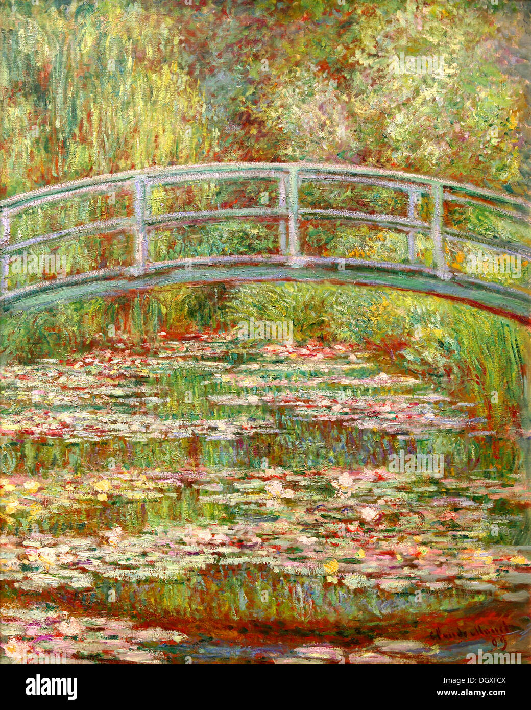 Bridge over a Pond of Water Lilies by Claude 1899 Stock Photo