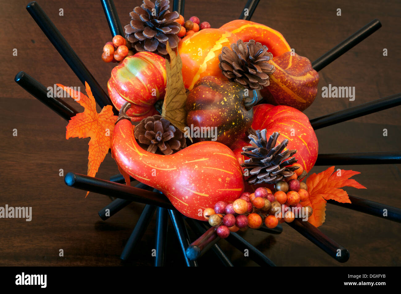 Still life of tabletop ornament in autumn harvest theme Stock Photo