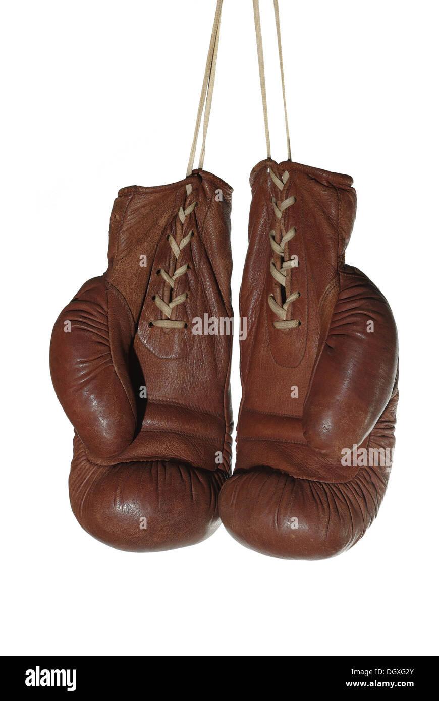 old boxing gloves on white background Stock Photo Alamy