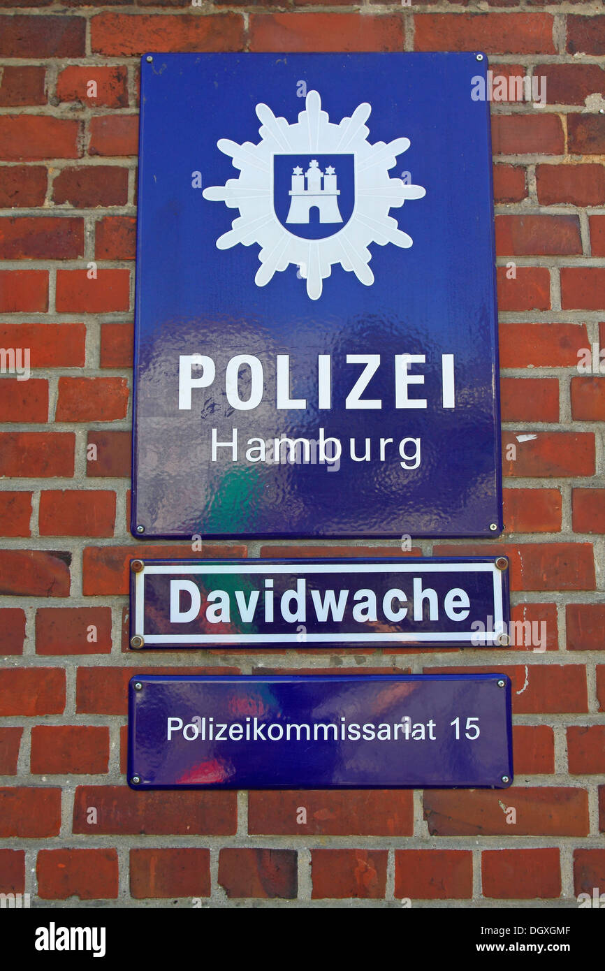 Davidwache police station, police station 15, Reeperbahn, Hamburg Stock Photo