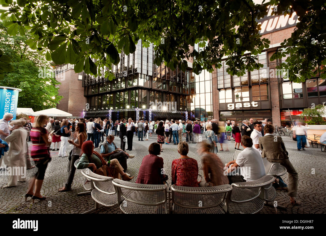 People during the Munich Film Festival in front of the event center Gasteig in Munich, Bavaria Stock Photo