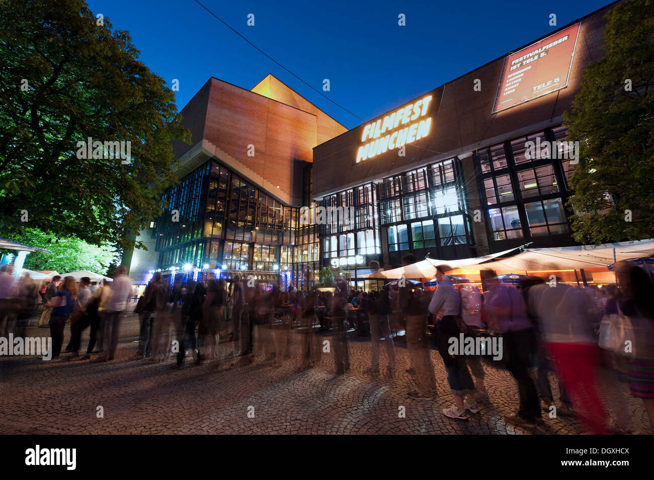 People during the Munich Film Festival in front of the event center Gasteig in Munich, Bavaria Stock Photo