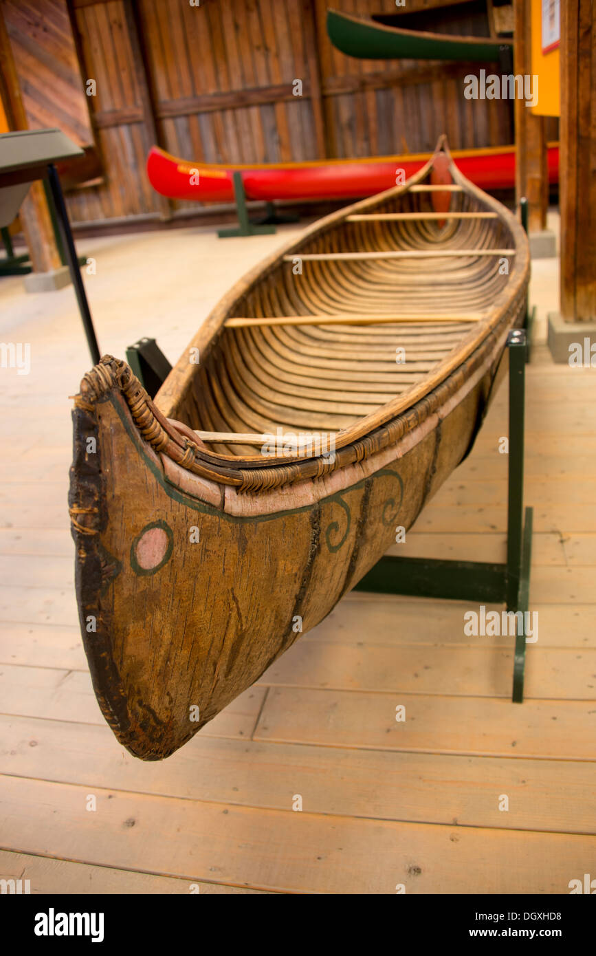 New York, Clayton. Antique Boat Museum. 12 foot long birch bark Stock