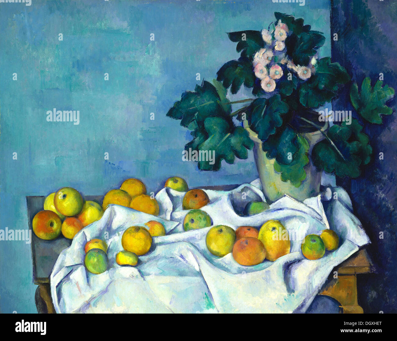 Still Life with Apples and a Pot of Primroses - by Paul Cézanne, 1890 ...