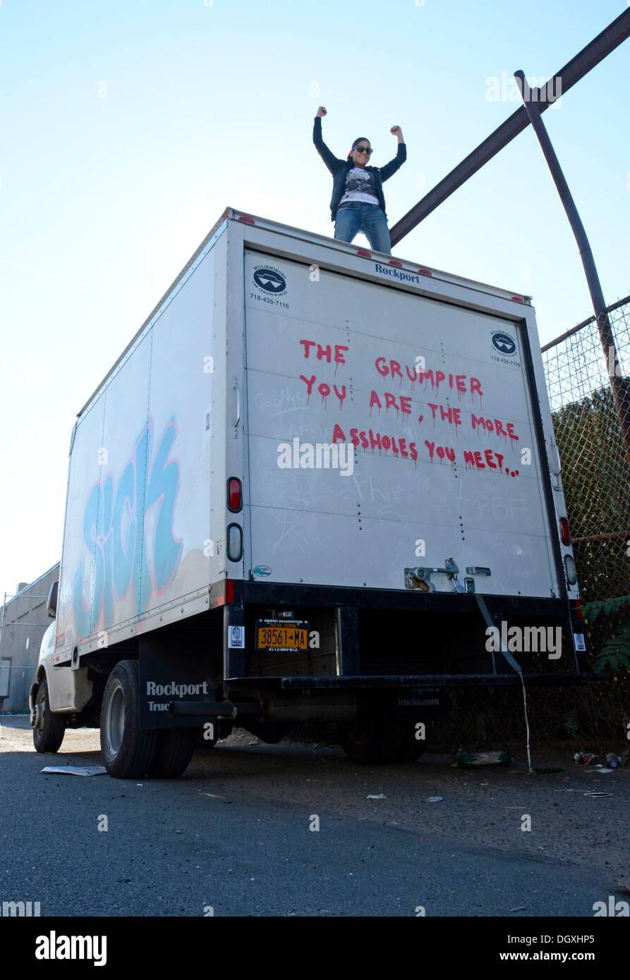 Brooklyn, NY, . 26th Oct, 2013. Banksy on location for Graffiti Artist ...