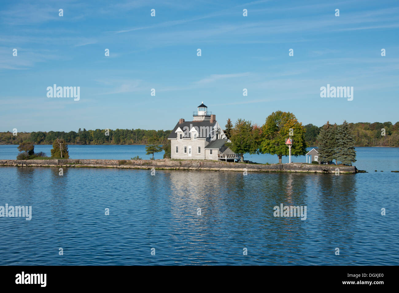 New York, St. Lawrence Seaway, Thousand Islands. Home with lighthouse