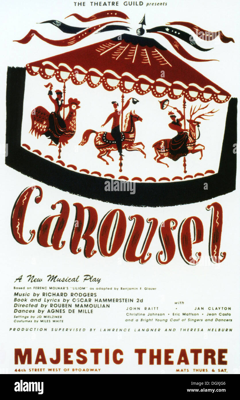 Carousel musical vintage poster, 1945 - Editorial use only. Stock Photo