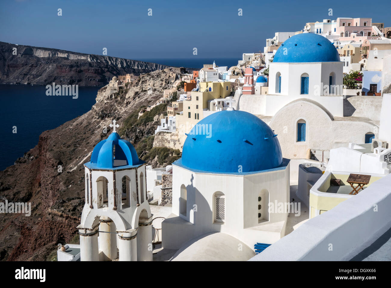 Blue and white church in Oia village, Santorini ,Greece Stock Photo