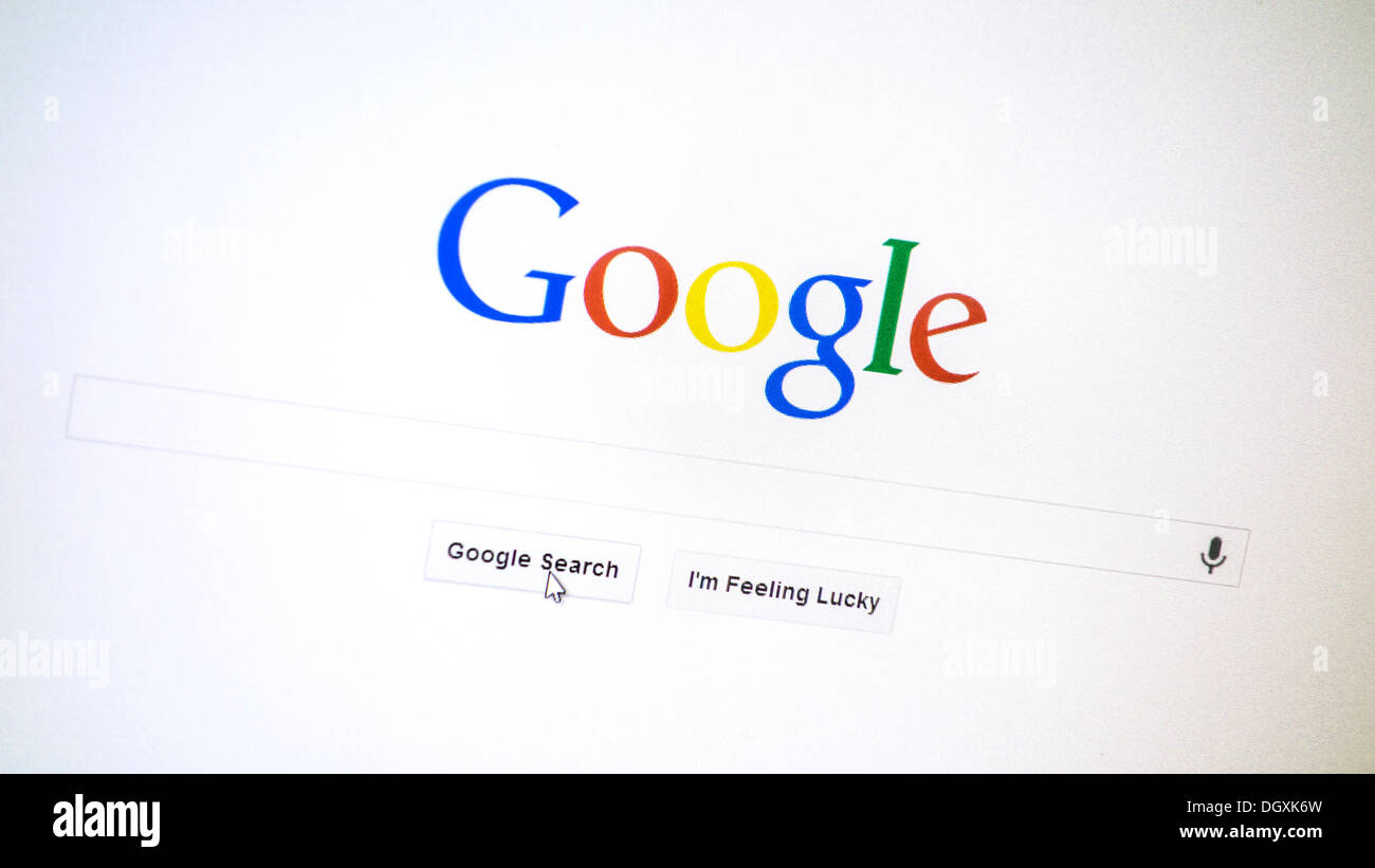 Google website on computer screen Stock Photo
