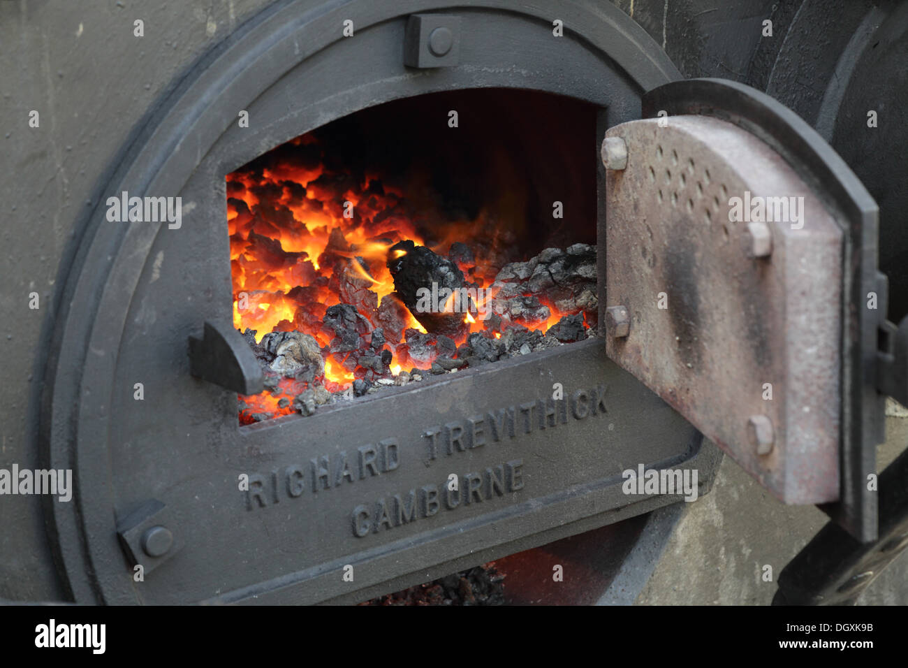Steam Engine ;Fire Detail; Camborne; Cornwall Stock Photo