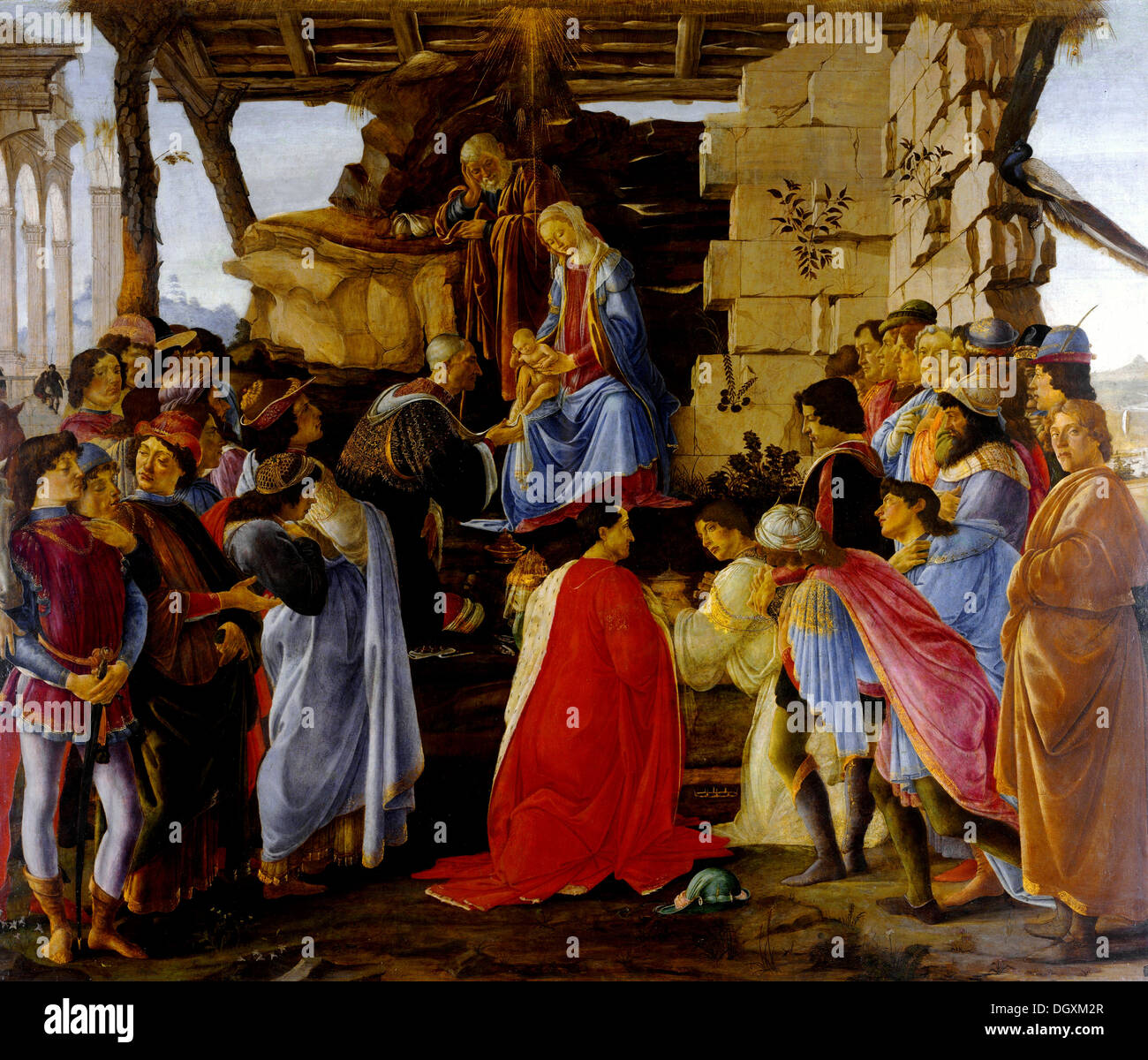 Adoration of the Magi  - by Sandro Botticelli, 1475 - Editorial use only. Stock Photo