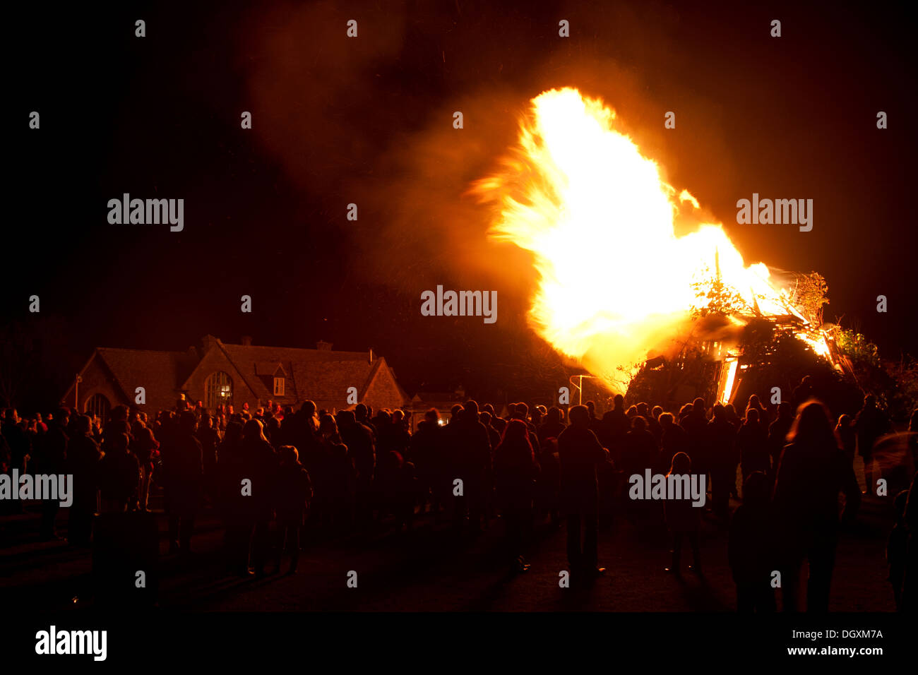Firework display and bonfire night in Naunton, Gloucestershire Stock