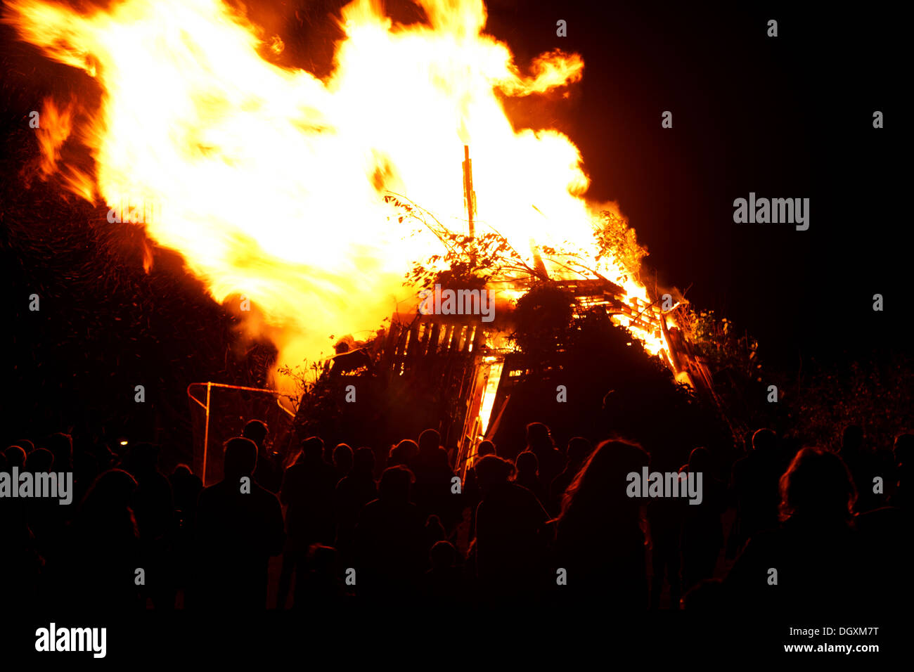 Firework display and bonfire night in Naunton, Gloucestershire Stock