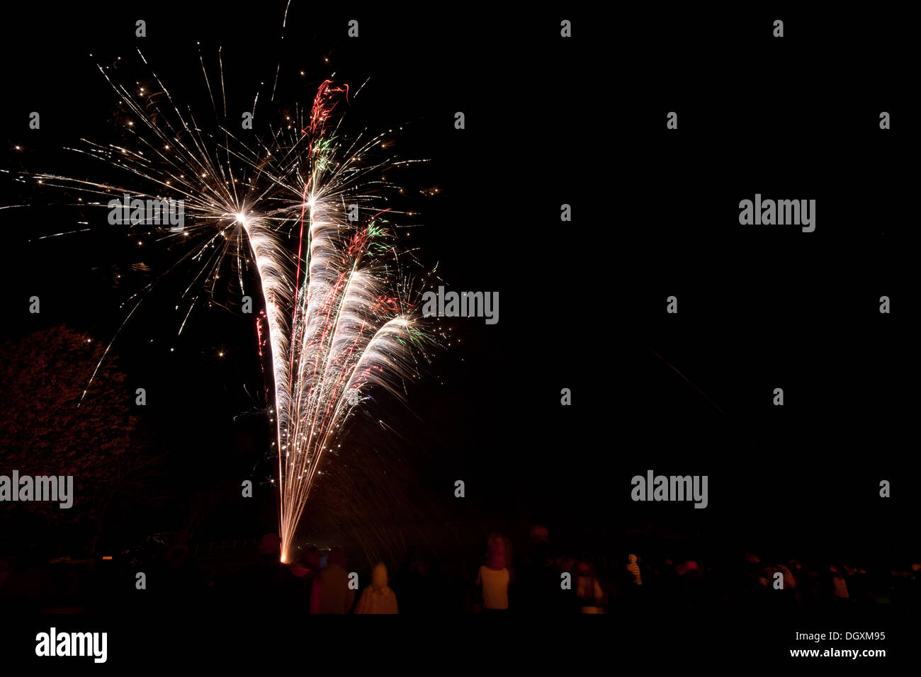 Firework display and bonfire night in Naunton, Gloucestershire Stock