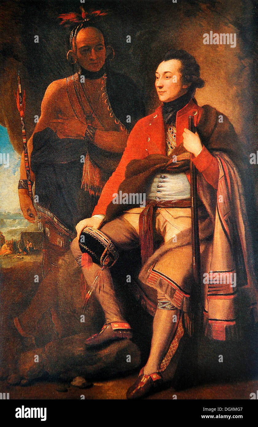 Colonel Guy Johnson and Karonghyontye (Captain David Hill) by