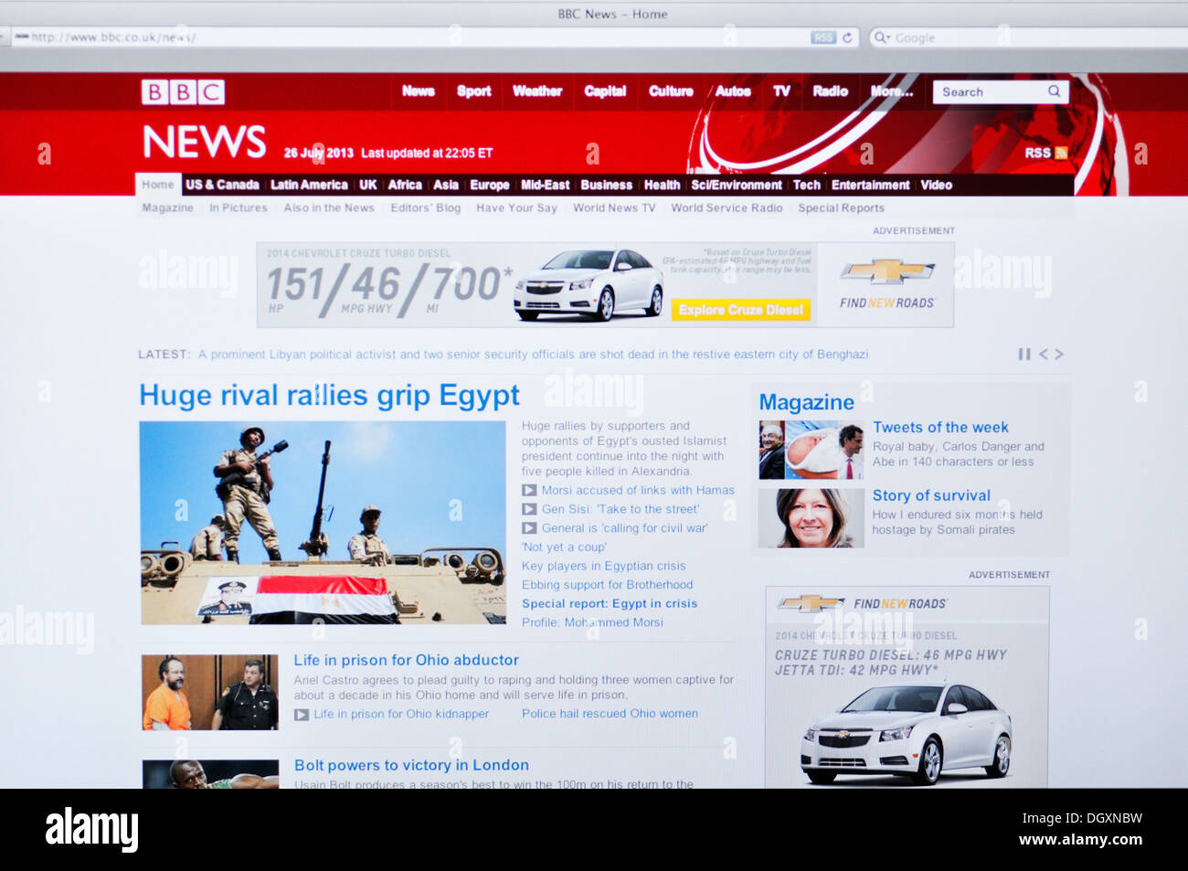 BBC website on computer screen Stock Photo